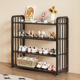 Modish Multi-Tier Freestanding Metal Shoe Storage Rack Image - 11