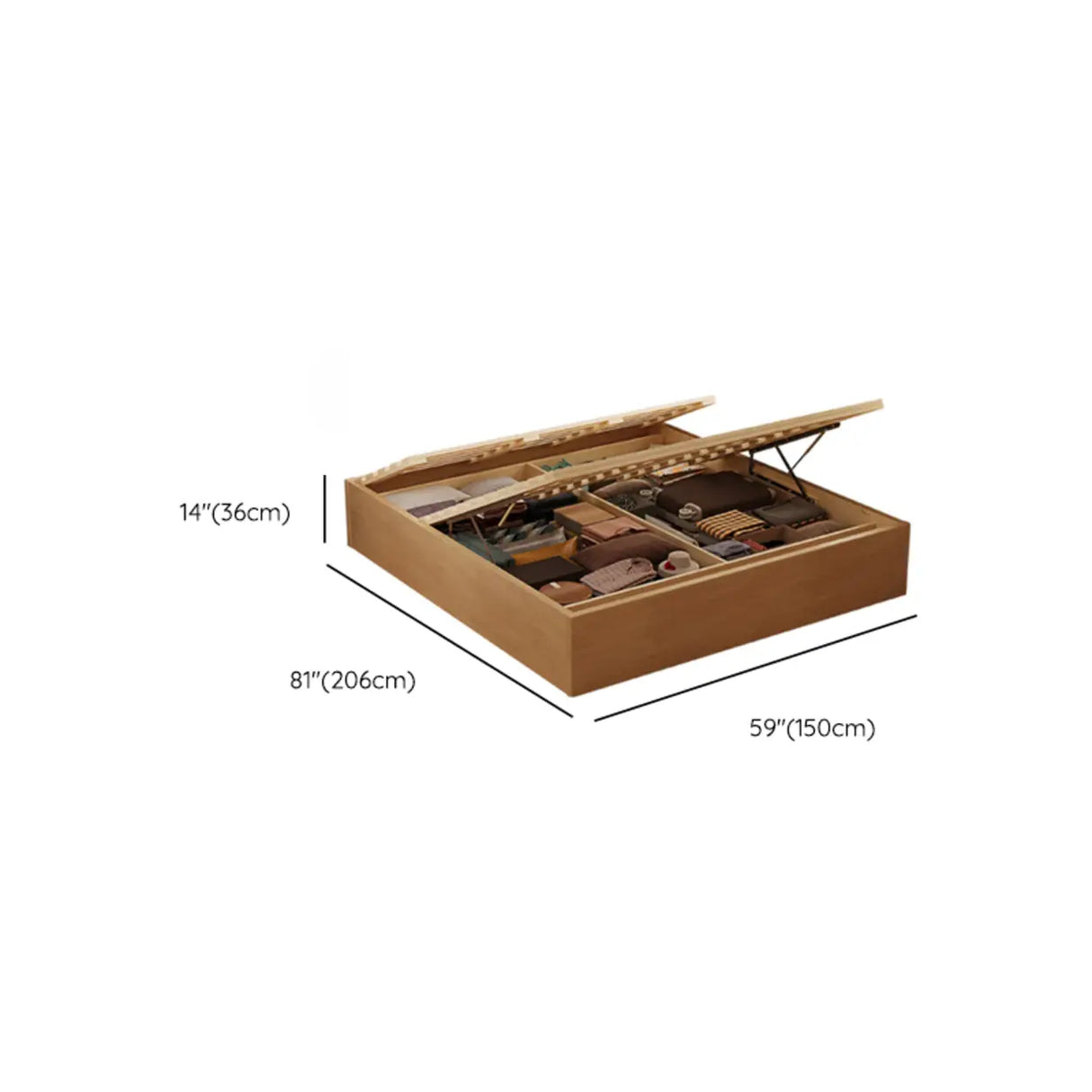 Modish Natural Queen Wood Panel Storage Included Bed Image - 16