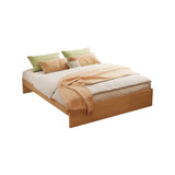 Modish Natural Queen Wood Panel Storage Included Bed Image - 6