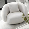 Modish Off-White Curved Sloped Arms Fabric Shallow Sofa Image - 13