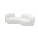 Modish Off-White Curved Sloped Arms Fabric Shallow Sofa Image - 5