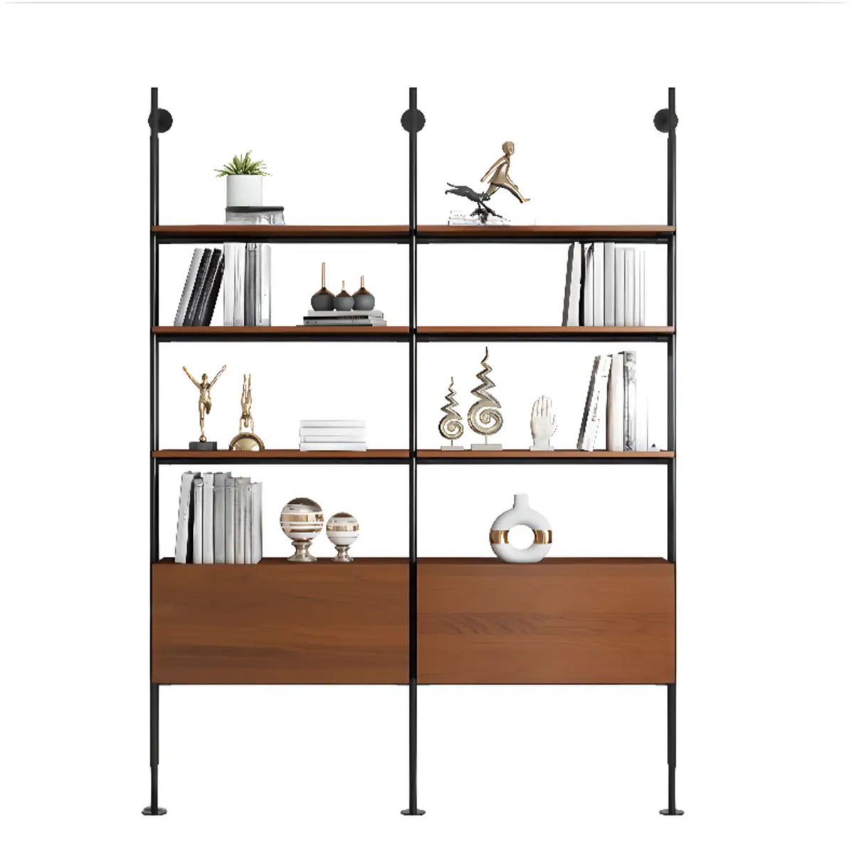 Modish Open Back Alloy Framed Tall Storage Bookcases Image - 10
