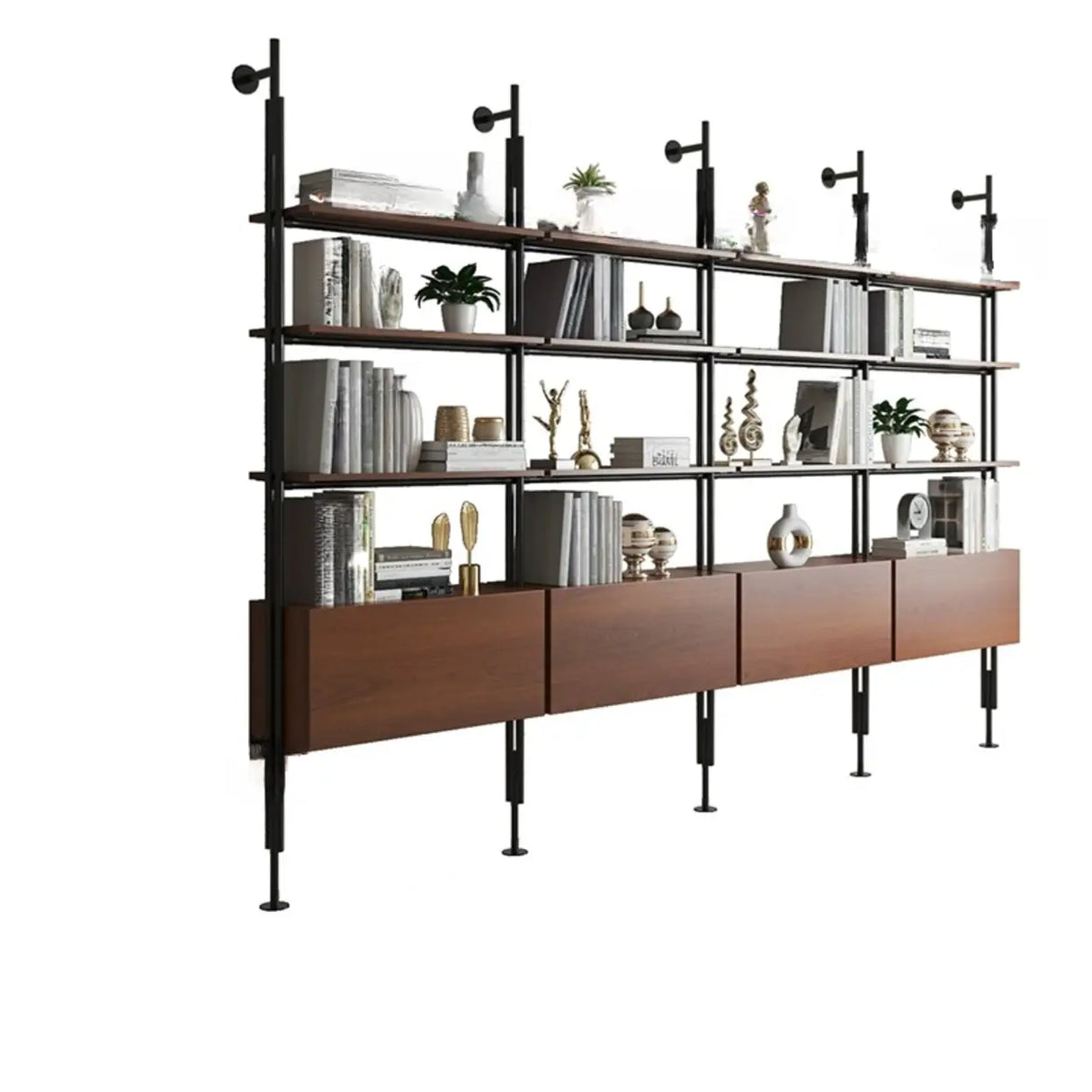 Modish Open Back Alloy Framed Tall Storage Bookcases Image - 34