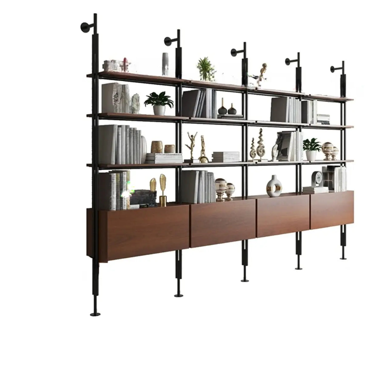 Modish Open Back Alloy Framed Tall Storage Bookcases Image - 35