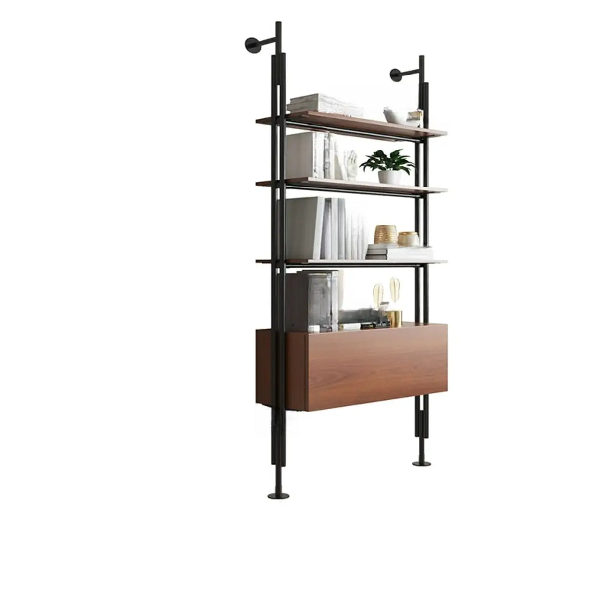 Modish Open Back Alloy Framed Tall Storage Bookcases Image - 13