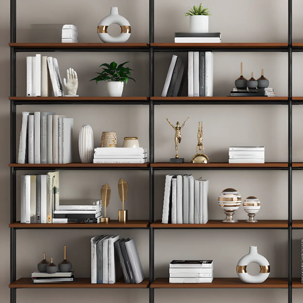 Modish Open Back Alloy Framed Tall Storage Bookcases Image - 14