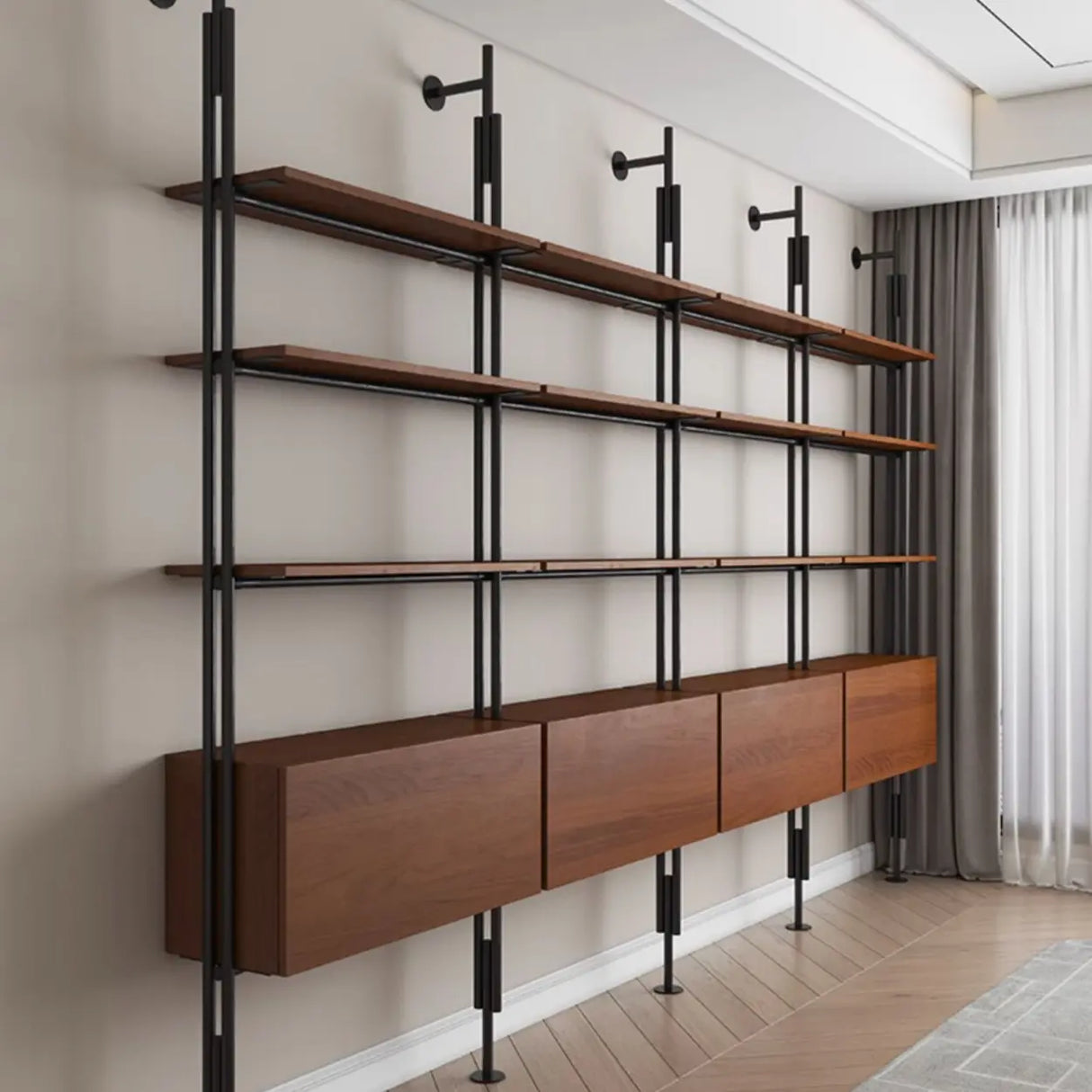 Modish Open Back Alloy Framed Tall Storage Bookcases Image - 17