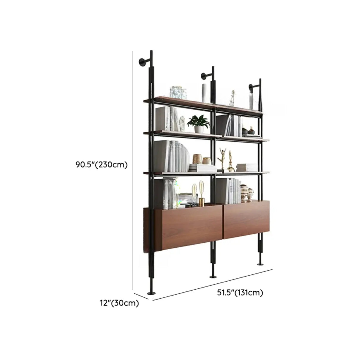 Modish Open Back Alloy Framed Tall Storage Bookcases Image - 45