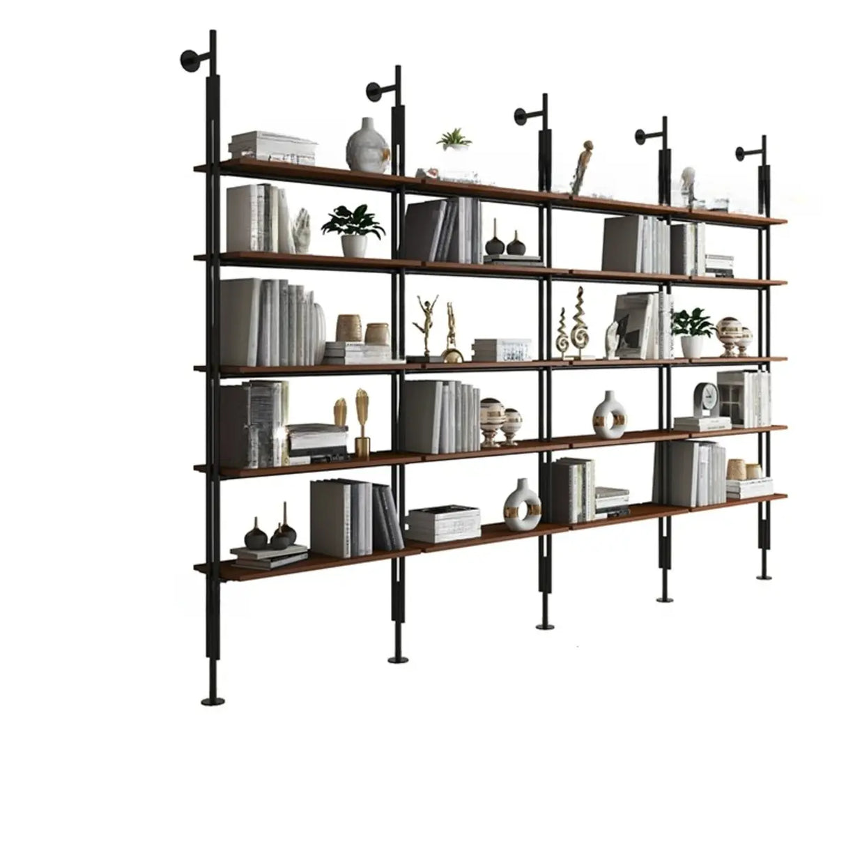Modish Open Back Alloy Framed Tall Storage Bookcases Image - 24
