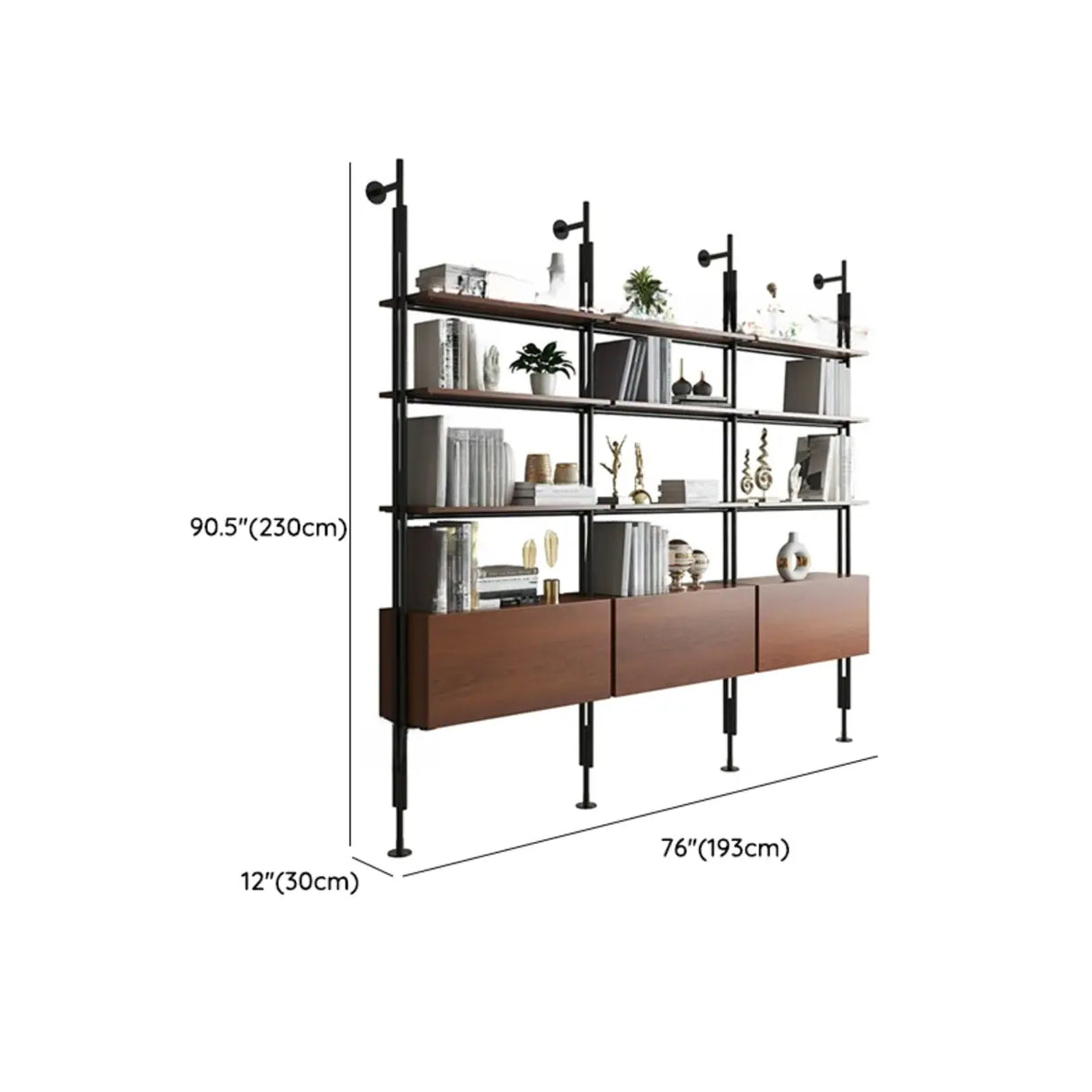 Modish Open Back Alloy Framed Tall Storage Bookcases Image - 52