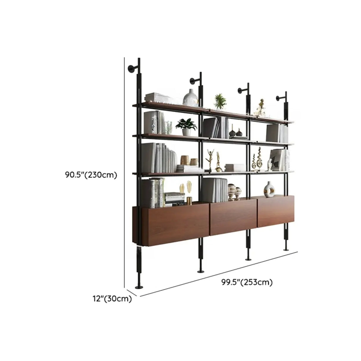 Modish Open Back Alloy Framed Tall Storage Bookcases Image - 54