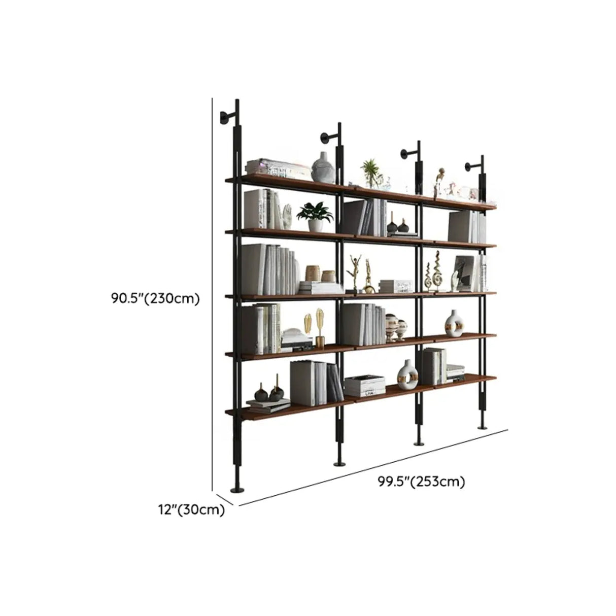 Modish Open Back Alloy Framed Tall Storage Bookcases Image - 55