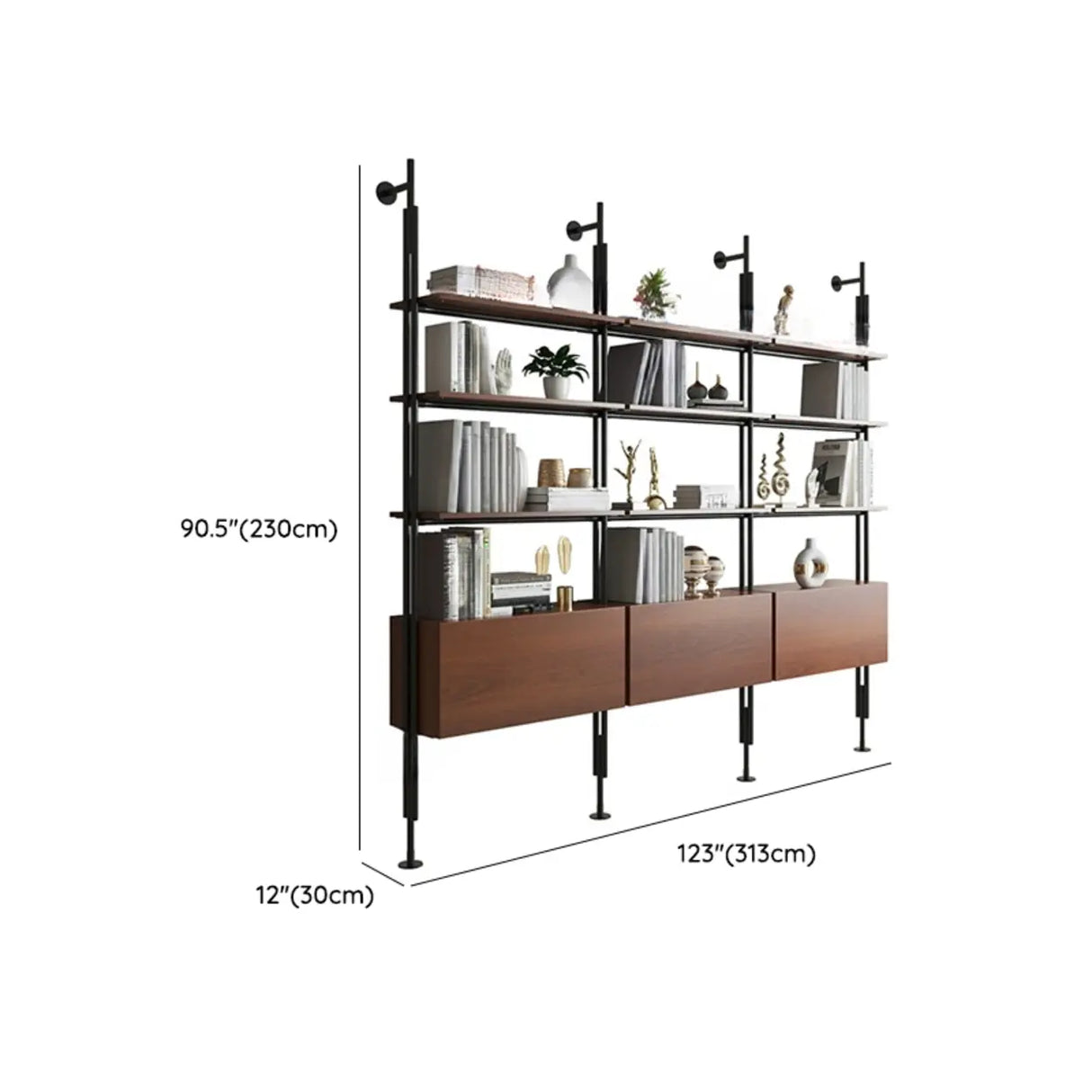 Modish Open Back Alloy Framed Tall Storage Bookcases Image - 56