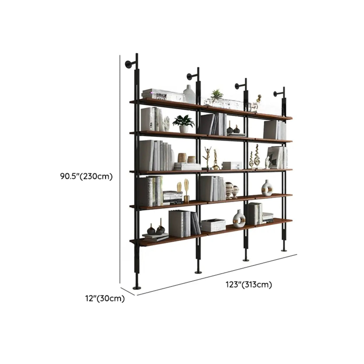 Modish Open Back Alloy Framed Tall Storage Bookcases Image - 57