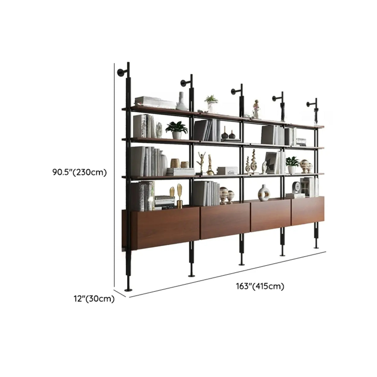 Modish Open Back Alloy Framed Tall Storage Bookcases Image - 62