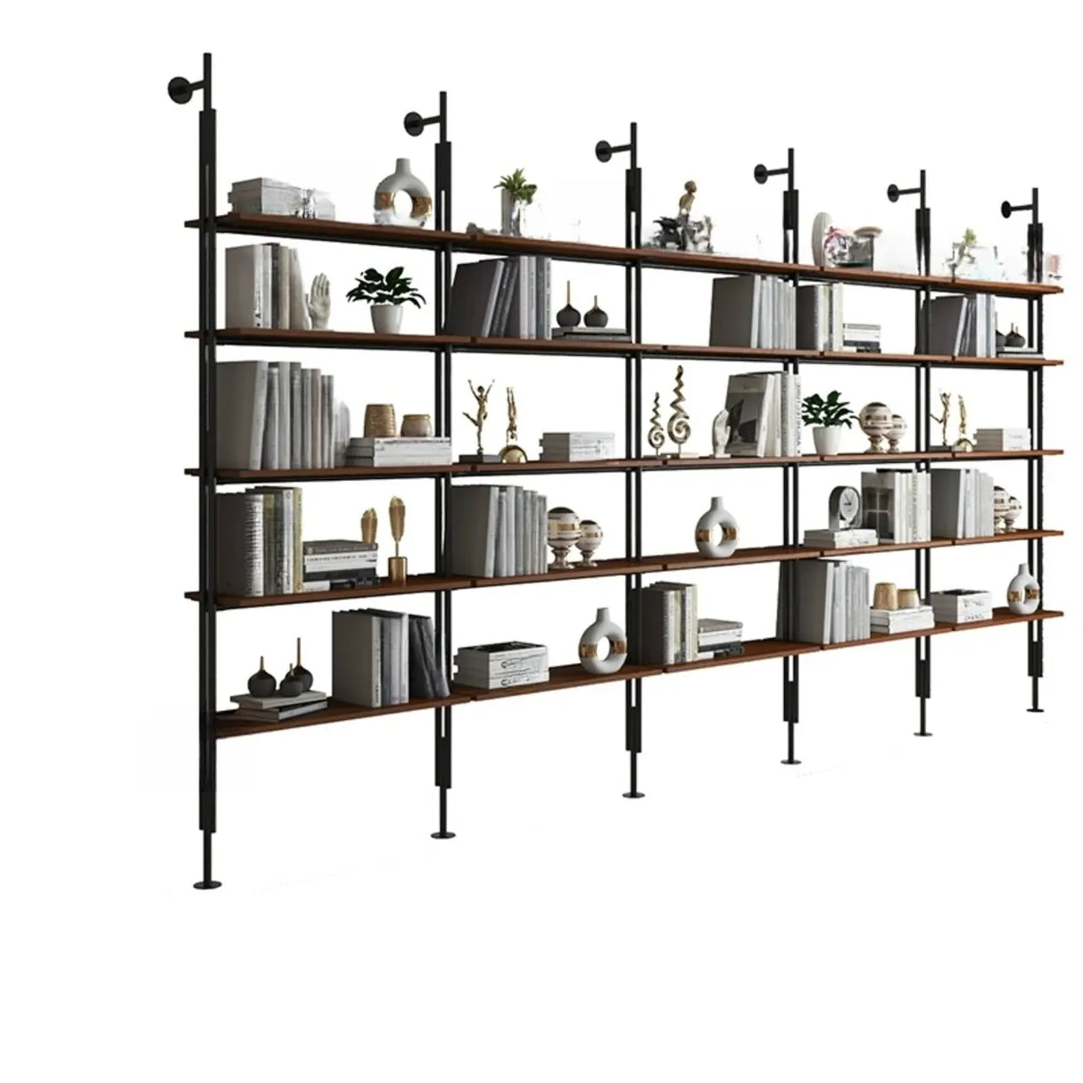 Modish Open Back Alloy Framed Tall Storage Bookcases Image - 27