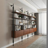 Modish Open Back Alloy Framed Tall Storage Bookcases Image - 4