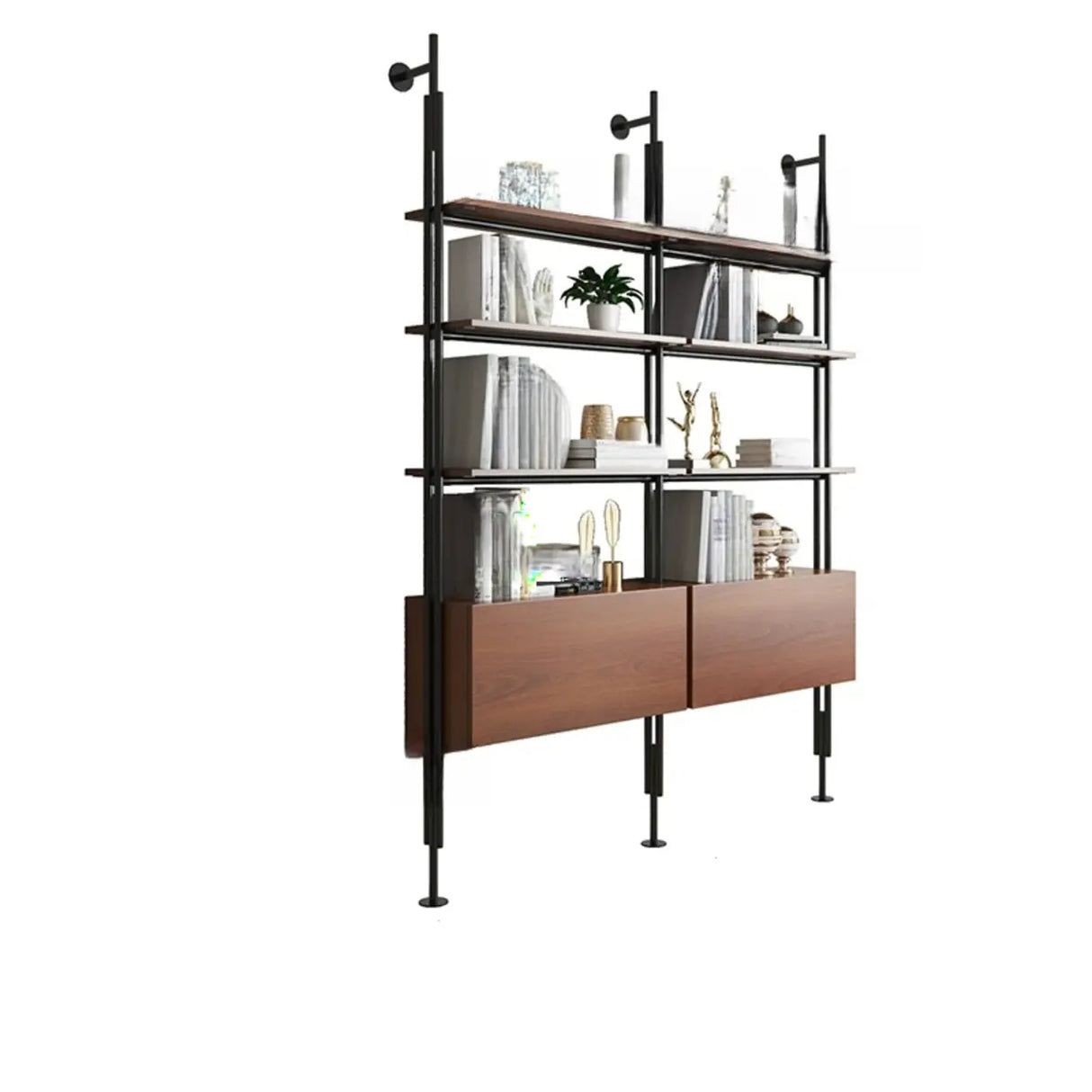 Modish Open Back Alloy Framed Tall Storage Bookcases Image - 28