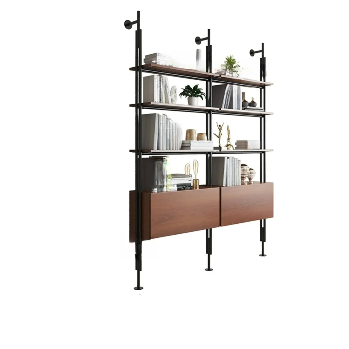 Modish Open Back Alloy Framed Tall Storage Bookcases Image - 30
