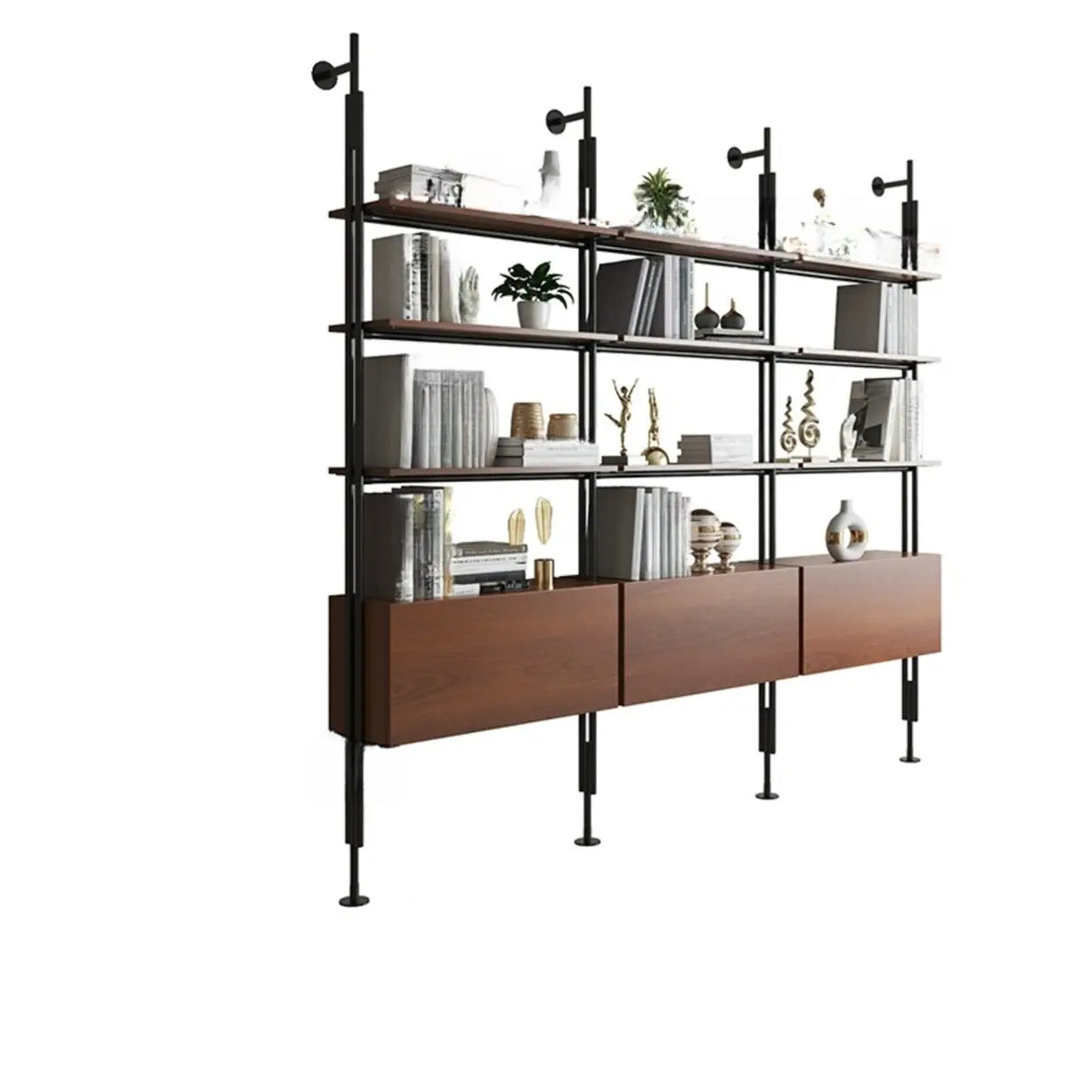 Modish Open Back Alloy Framed Tall Storage Bookcases Image - 31