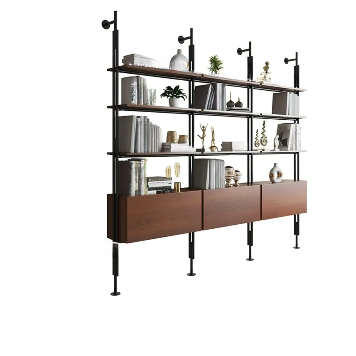 Modish Open Back Alloy Framed Tall Storage Bookcases Image - 32