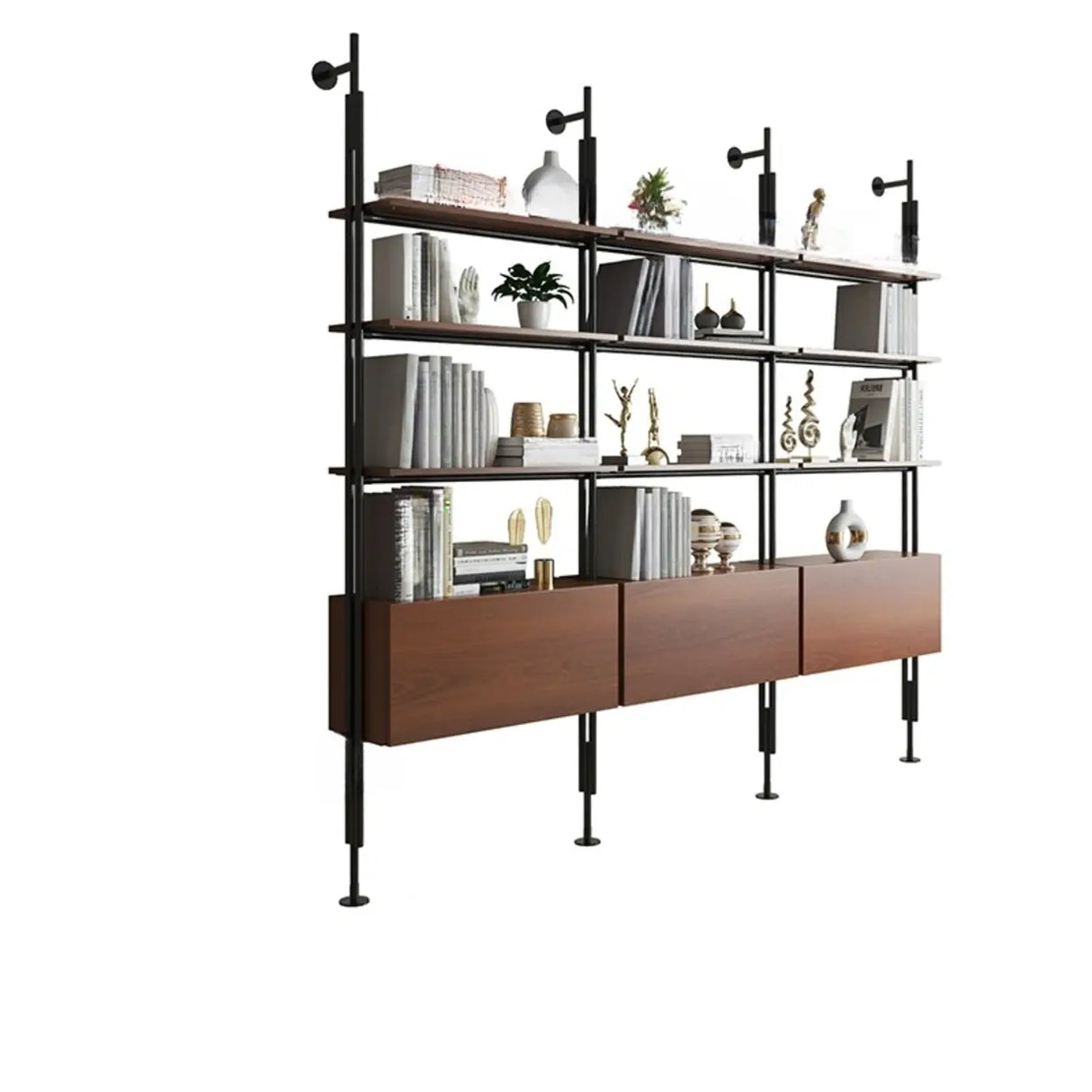 Modish Open Back Alloy Framed Tall Storage Bookcases Image - 33