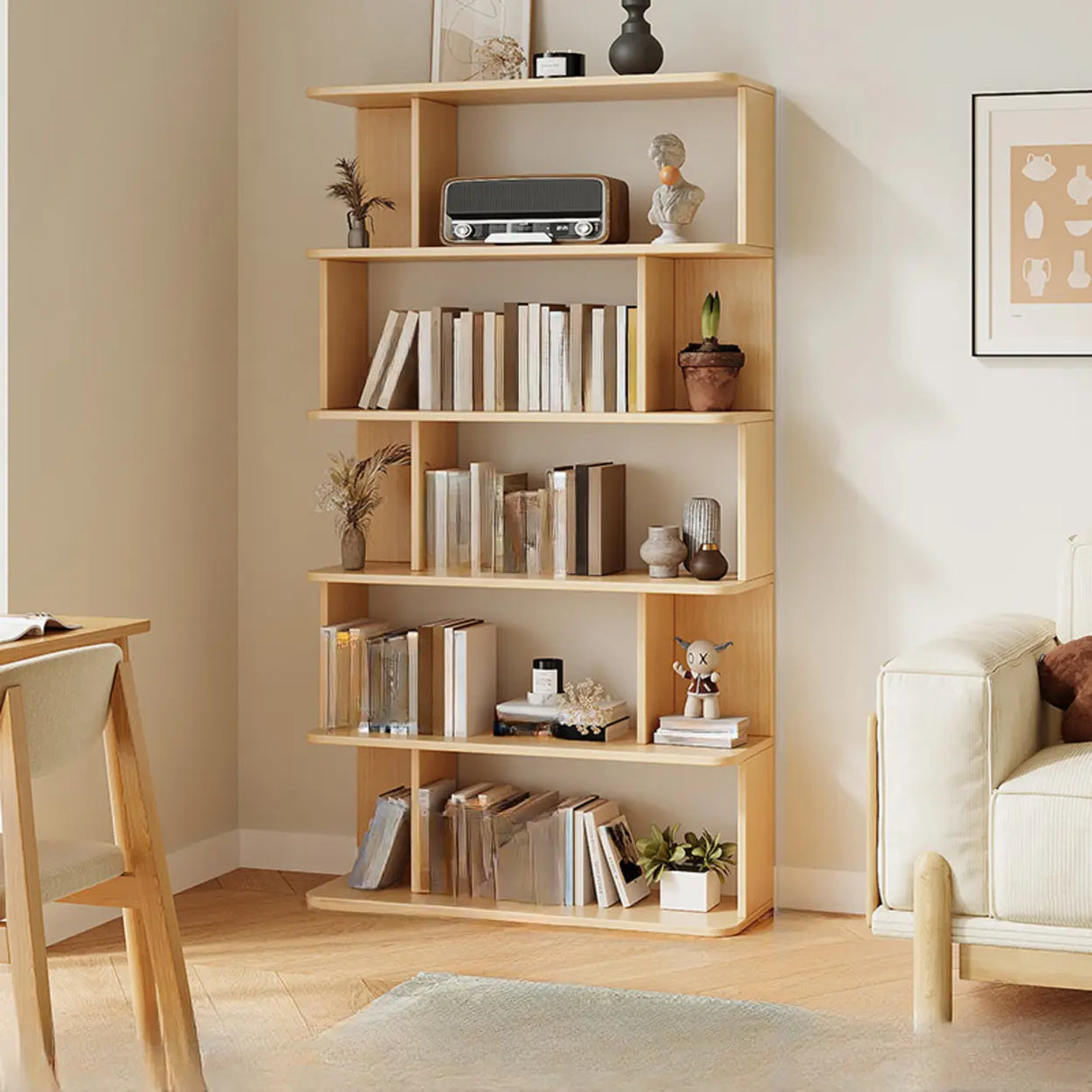 Modish Open Stand Vertical Etagere Display Bookshelf Image - 18