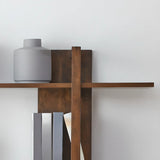 Modish Open Vertical Wood Etagere Display Bookshelf Image - 10