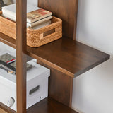 Modish Open Vertical Wood Etagere Display Bookshelf Image - 12