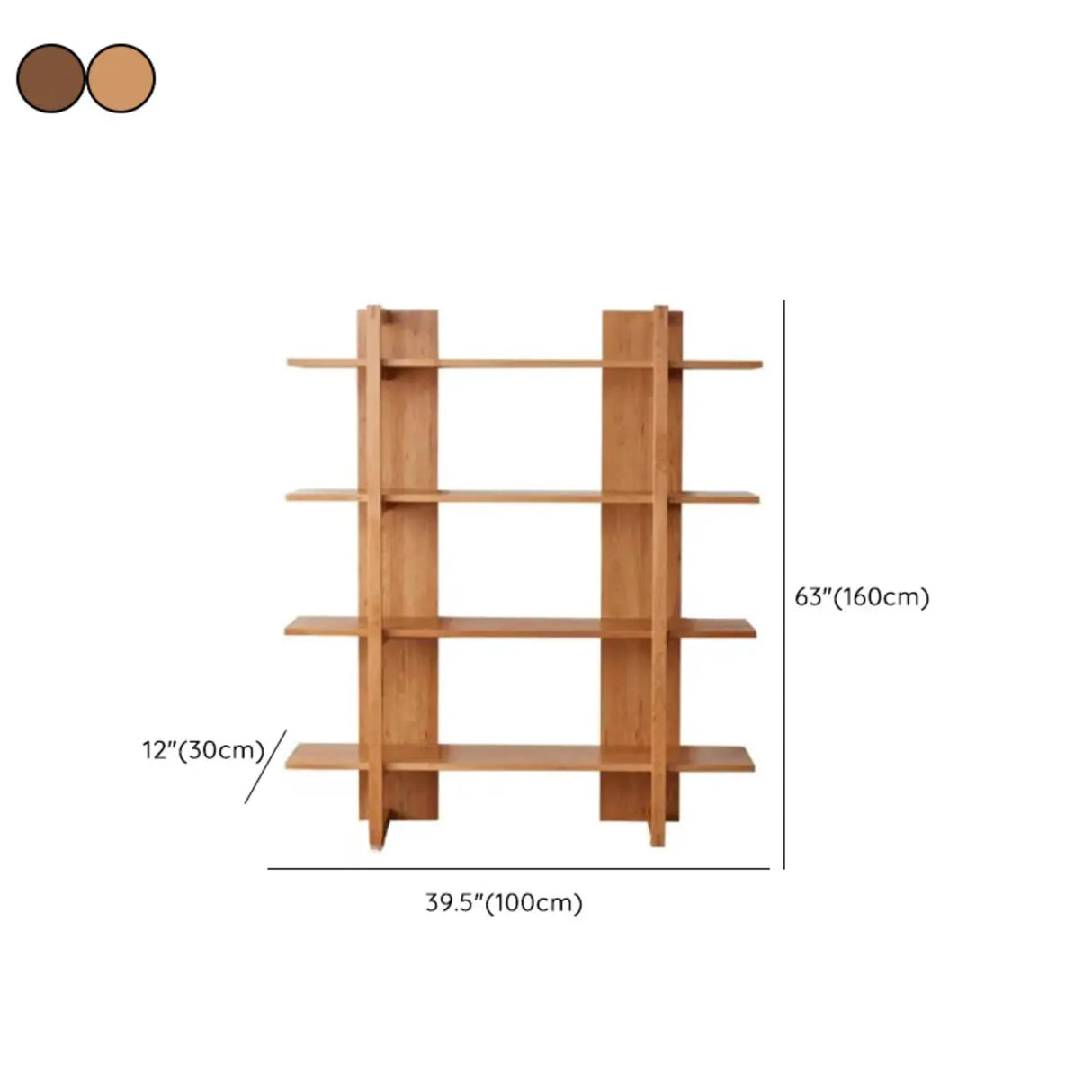 Modish Open Vertical Wood Etagere Display Bookshelf 