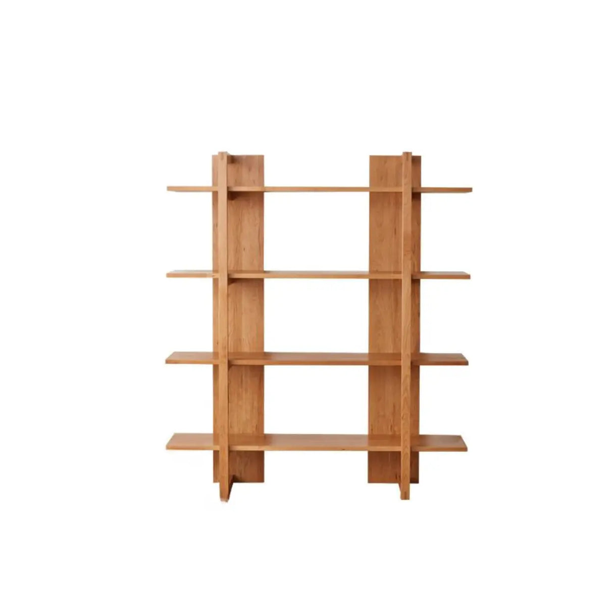 Modish Open Vertical Wood Etagere Display Bookshelf Image - 2