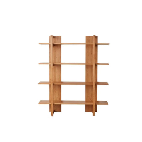 Modish Open Vertical Wood Etagere Display Bookshelf Image - 2