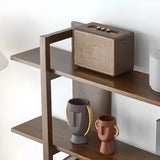 Modish Open Vertical Wood Etagere Display Bookshelf Image - 8