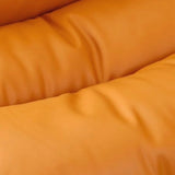 Modish Orange Saddle Leather Bar Stool with Back and Footrest Image - 6