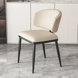 Modish Padded Upholstery Armless Low Back Dining Chair Image - 21