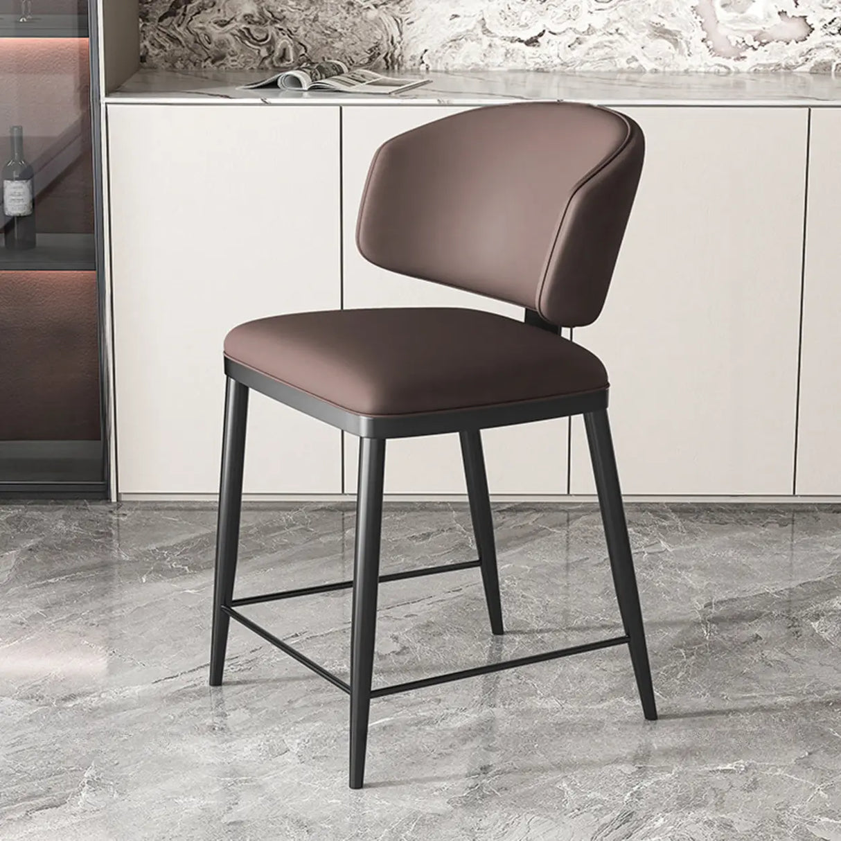 Modish Padded Upholstery Armless Low Back Dining Chair Image - 30