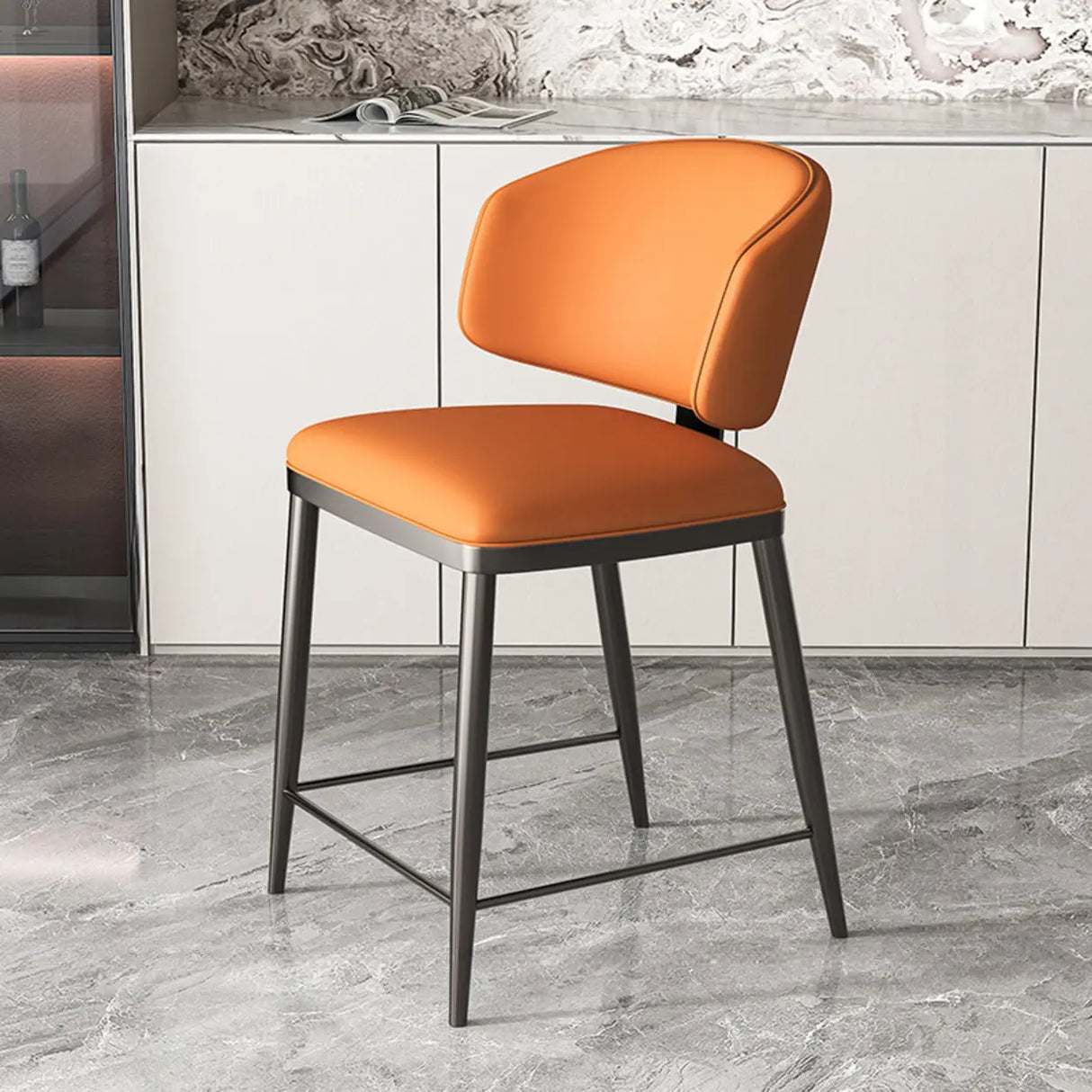 Modish Padded Upholstery Armless Low Back Dining Chair Image - 42