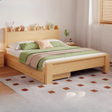 Modish Queen Headboard Wood Storage Bed with Drawers Image - 1