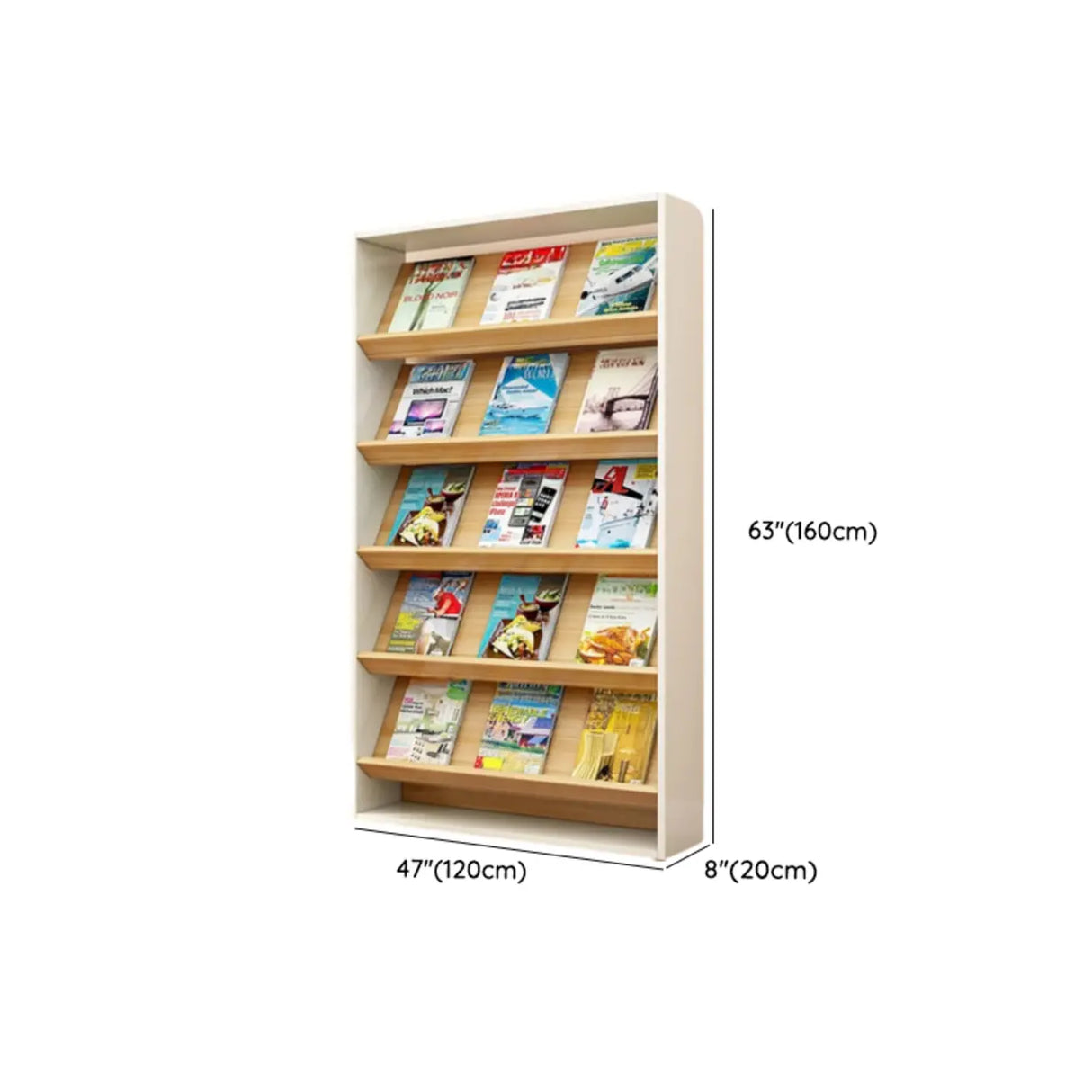 Modish Rectangle Wood White Vertical Display Bookcase Image - 24