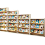 Modish Rectangle Wood White Vertical Display Bookcase Image - 9