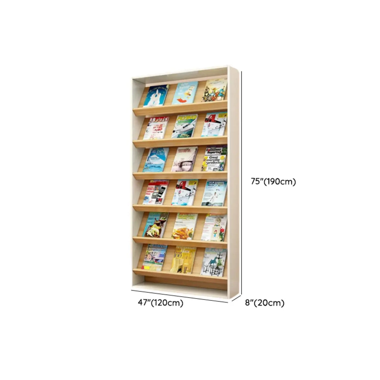 Modish Rectangle Wood White Vertical Display Bookcase Image - 28