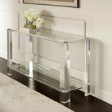 Modish Rectangular Acrylic Clear Floor Shelf Console Table Image - 1