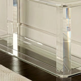 Modish Rectangular Acrylic Clear Floor Shelf Console Table Image - 7