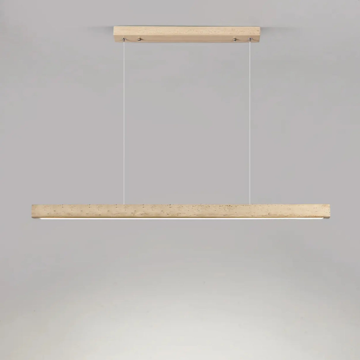 Modish Rectangular Beige Stone Island Pendant Light Image - 10
