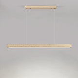 Modish Rectangular Beige Stone Island Pendant Light Image - 10