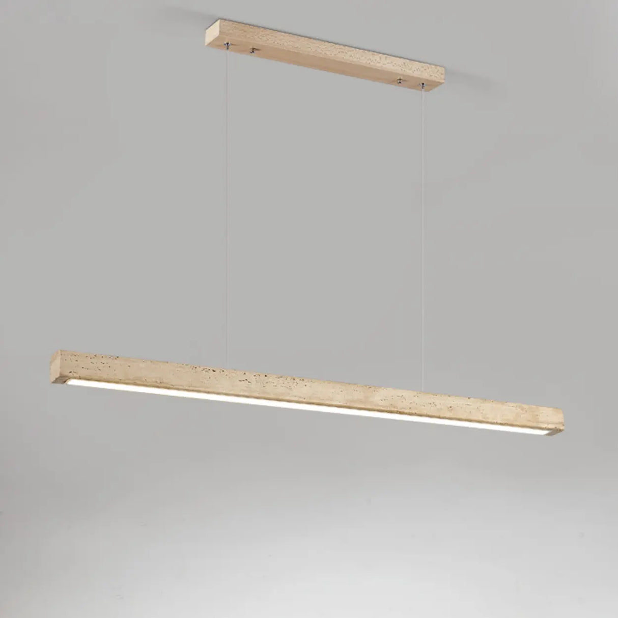 Modish Rectangular Beige Stone Island Pendant Light Image - 11