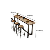 Modish Rectangular Brown Wood Fixed High Bar Table Set Image - 12