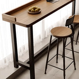 Modish Rectangular Brown Wood Fixed High Bar Table Set Image - 4