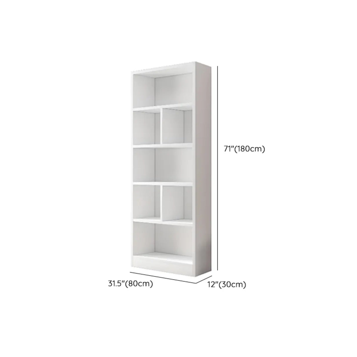Modish Rectangular Vertical White Wood Large Bookcase 