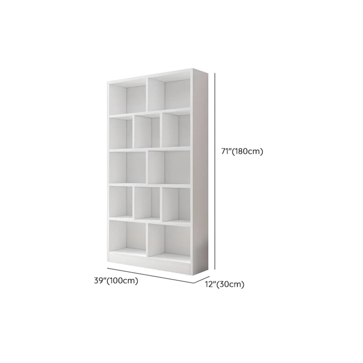 Modish Rectangular Vertical White Wood Large Bookcase Image - 14